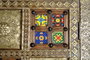 Giner y Colomer Armario 2 Puertas Madera Acacia Cerezo Detalles Azulejo Bronce Repujado 180x100x45 cm